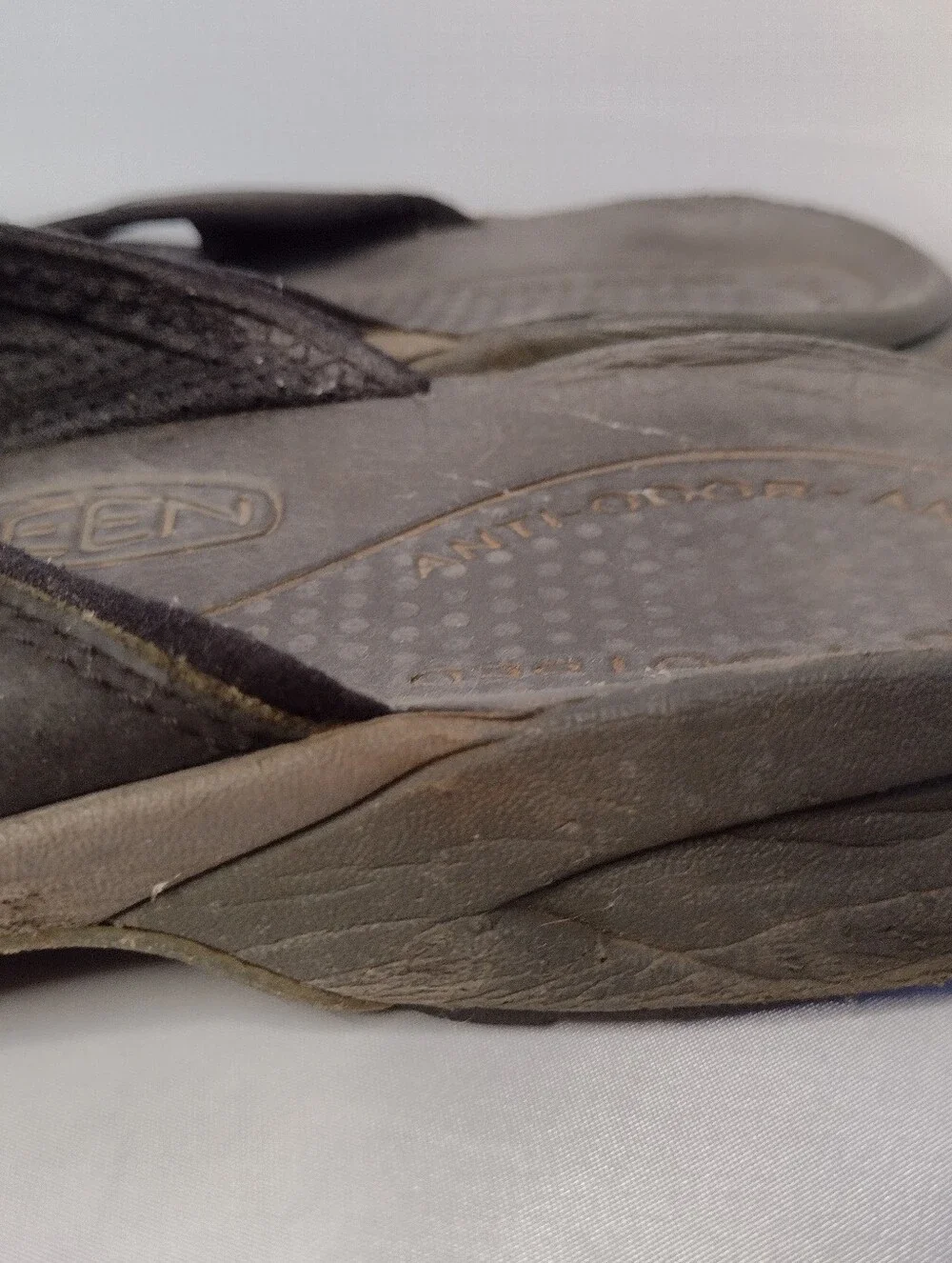 KEEN Waimea Sport Flip Flops Men’s 9.5 Black Leather Comfort Sandals BB